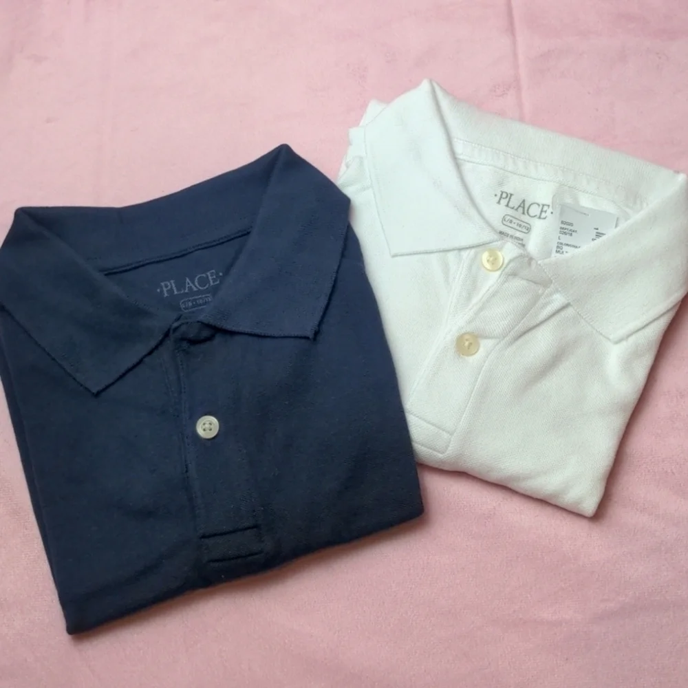 The Children's Place 2 Pack Blue and White Short Sleeve Polo Shirts size Large
